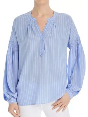 Joie Azabeth Long Sleeve silky Weave top in Sunset Blue Ballin Sleeve Tunic Top